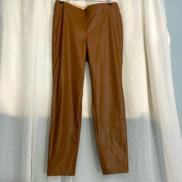 Ma studio brown fau leather leggings size L NWT - Picture 1 of 6
